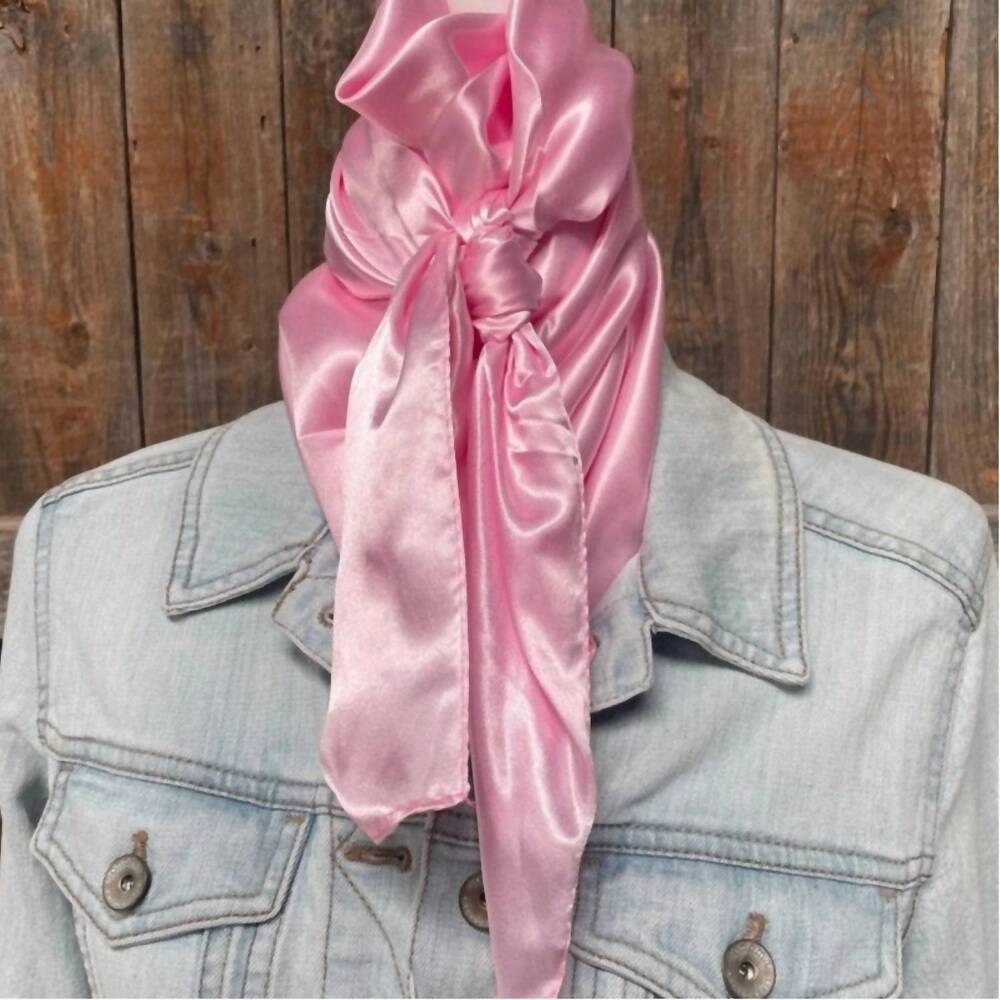 NEW RODEO DRIVE CONCHOS women's western square wild rag scarf in pink solid